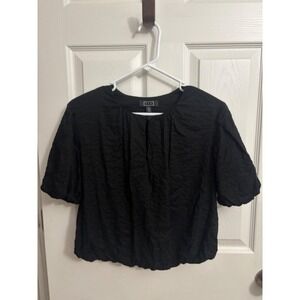 AYR | The Puff Puff Sleeve Top Black Crinkle Women's Sz S
